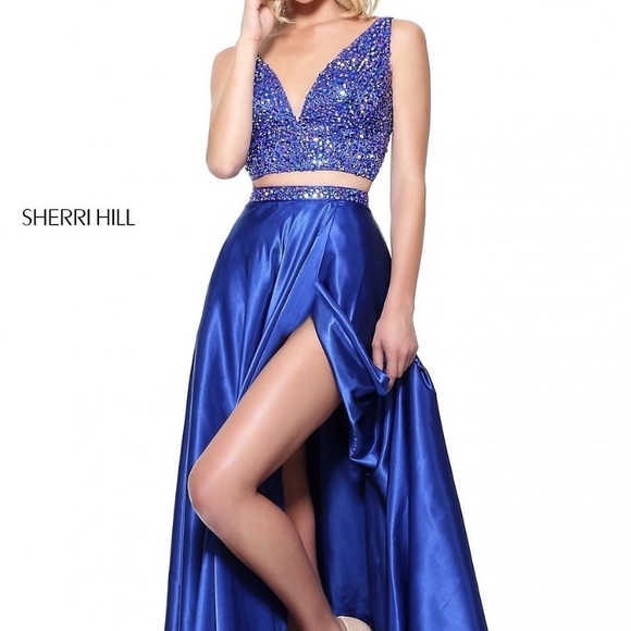 Sherri Hill Dresses & Skirts - Sherri Hill Dress royal blue 2 piece prom formal dress sz. 12 long skirt sequin